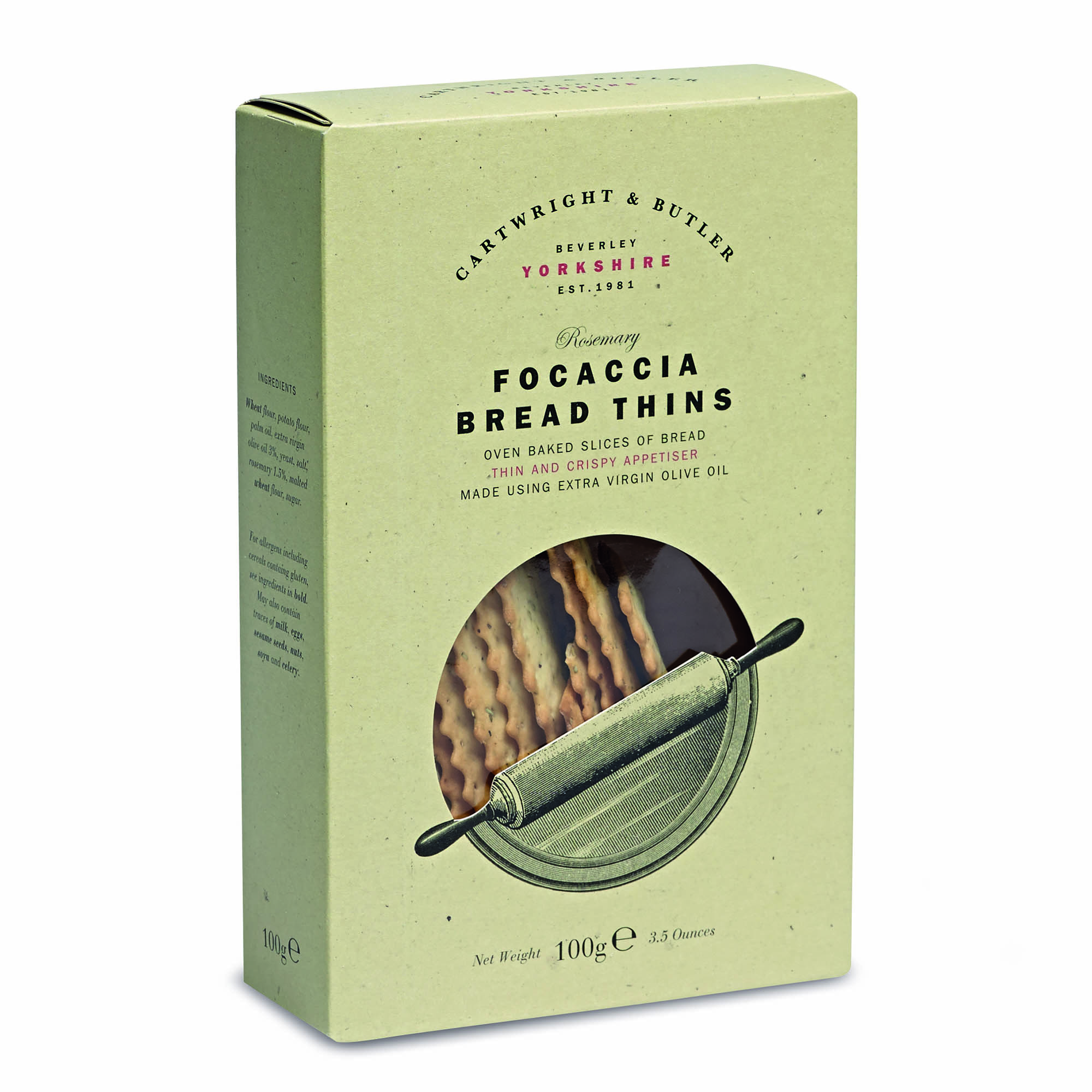 C&B Rosemary Focaccia Bread Thins | Clarges Trading